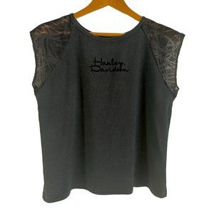 Harley Davidson Lace Short Sleeves, Women's L Shirt, Black Velvet Logo, Biker